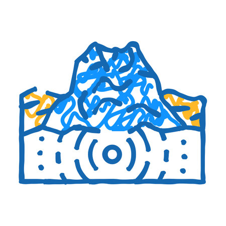 earthquake volcano icon doodle illustrationのイラスト素材