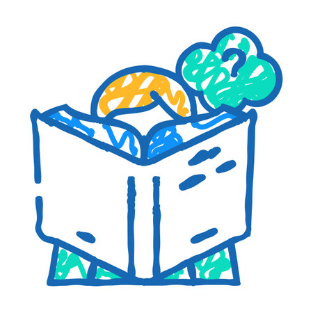 reading self study icon doodle illustrationのイラスト素材