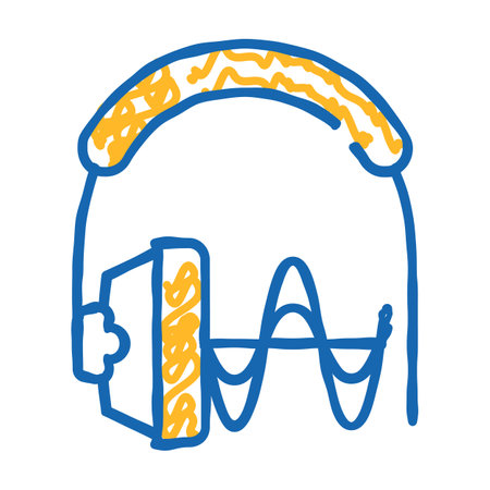 hearing testing equipment icon doodle illustrationのイラスト素材