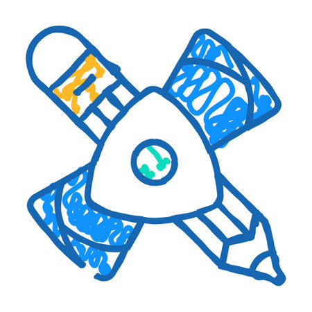 chalk, soap and pencil for drawing icon doodle illustrationのイラスト素材
