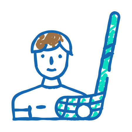 floorball sport game icon doodle illustrationのイラスト素材