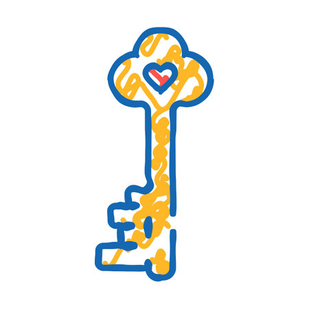 key for heart icon doodle illustrationのイラスト素材