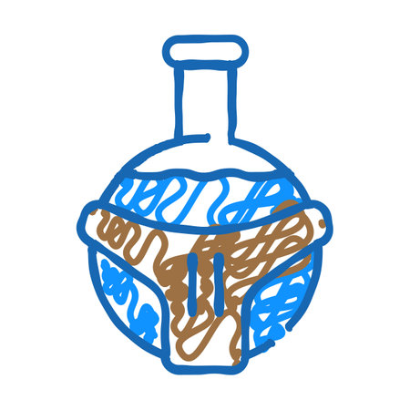 flask with liquid icon doodle illustrationのイラスト素材