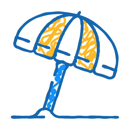 umbrella beach accessory icon doodle illustrationのイラスト素材
