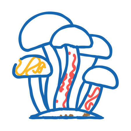 enoki mushroom icon doodle illustrationのイラスト素材