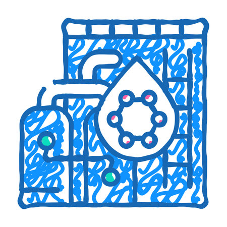 petrochemicals laboratory equipment icon doodle illustrationのイラスト素材