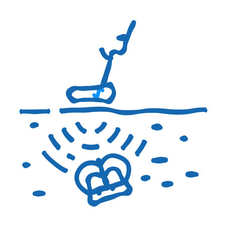 metal detector search icon doodle illustrationのイラスト素材