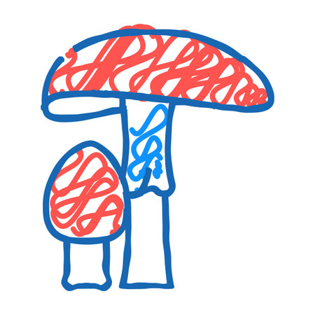 amanita mushroom icon doodle illustrationのイラスト素材