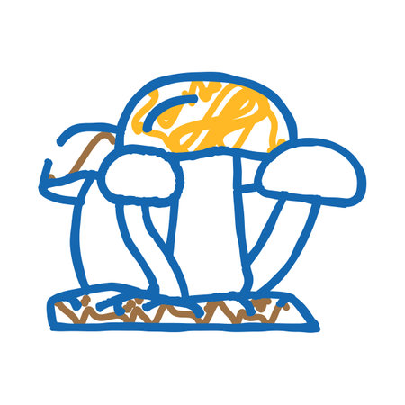 mushroom natural vegetable icon doodle illustrationのイラスト素材