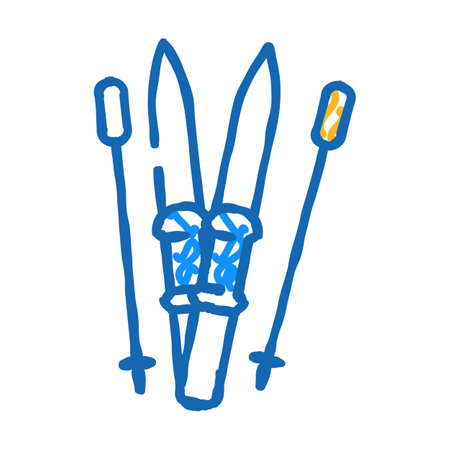 ski sport equipment icon doodle illustrationのイラスト素材