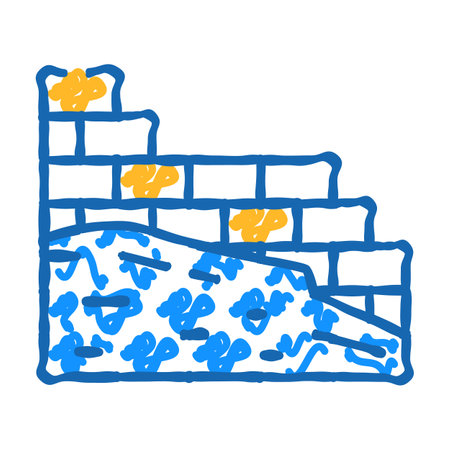 masonry building icon doodle illustrationのイラスト素材