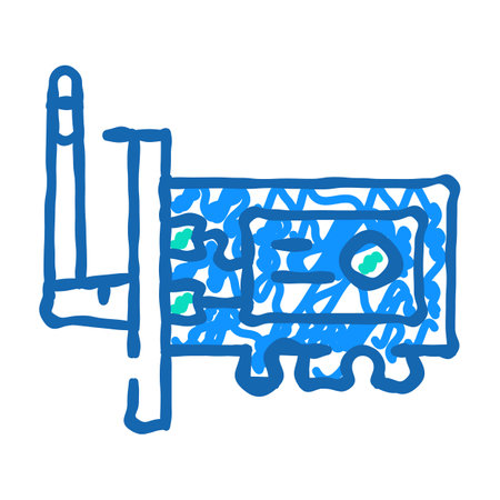 wifi computer part icon doodle illustrationのイラスト素材