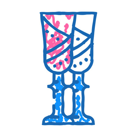 goblets for bride and groom drink icon doodle illustrationのイラスト素材