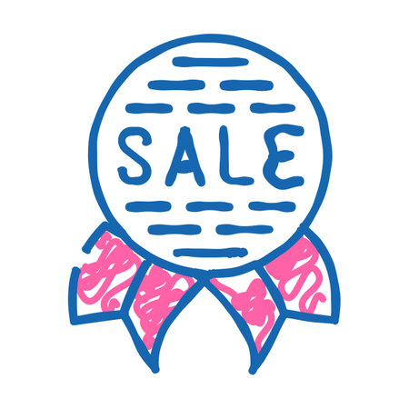 medal sale icon doodle illustrationのイラスト素材