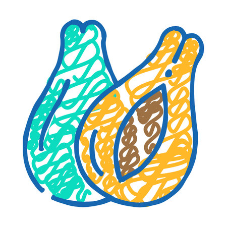 papayas fruit icon doodle illustrationのイラスト素材