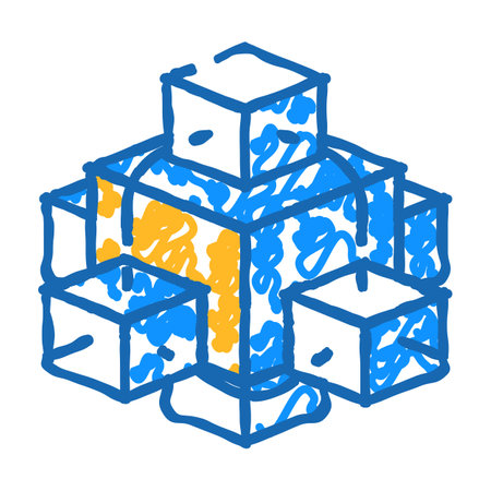 blockchain crypto currency icon doodle illustrationのイラスト素材