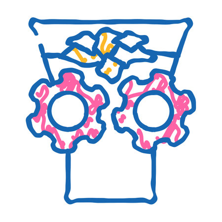 shredding solid waste icon doodle illustrationのイラスト素材