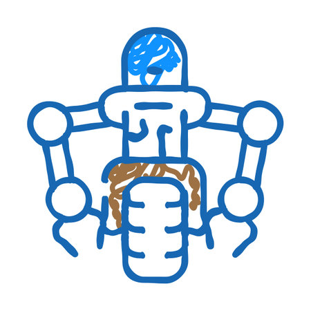 moto robot transport icon doodle illustrationのイラスト素材