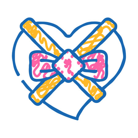 chocolate candy gift box in heart shape icon doodle illustrationのイラスト素材