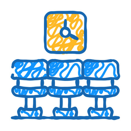 waiting room clock icon doodle illustrationのイラスト素材