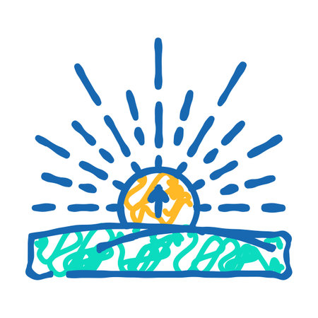 morning sunrise sun summer sunlight icon doodle illustrationのイラスト素材