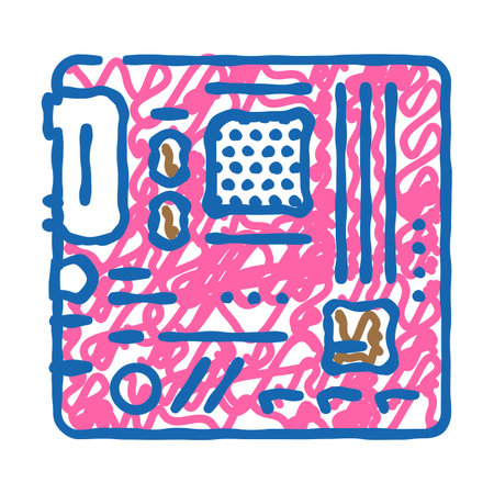 motherboard gaming pc icon doodle illustrationのイラスト素材