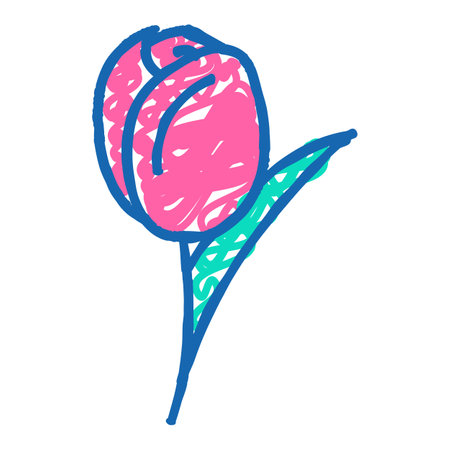 tulip blossom spring icon doodle illustrationのイラスト素材