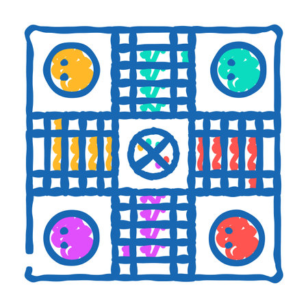 ludo board board table icon doodle illustrationのイラスト素材