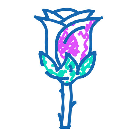 rose flower spring icon doodle illustrationのイラスト素材