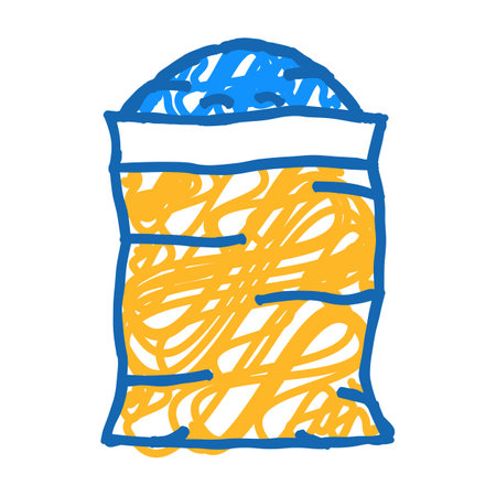 grain canvas bag wheat icon doodle illustrationのイラスト素材