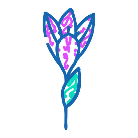 crocus flower spring icon doodle illustrationのイラスト素材