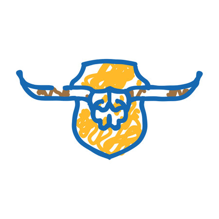 longhorn skull horn animal icon doodle illustrationのイラスト素材