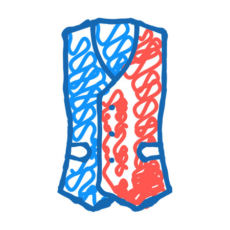 waistcoat outerwear male icon doodle illustrationのイラスト素材