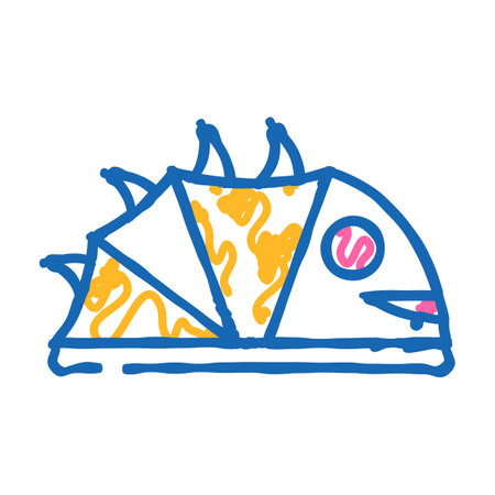 relaxation tent vacation icon doodle illustrationのイラスト素材