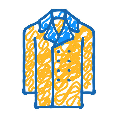 peacoat outerwear male icon doodle illustrationのイラスト素材