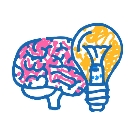 mind brain human icon doodle illustrationのイラスト素材