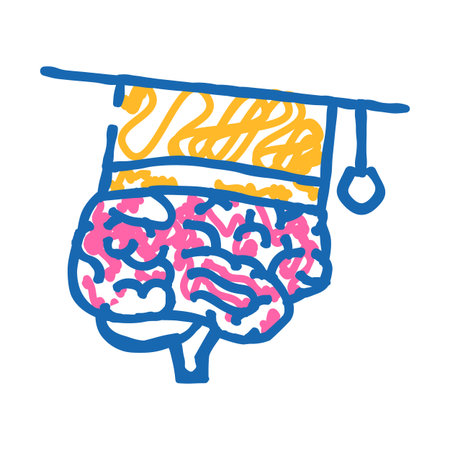 education brain icon doodle illustration