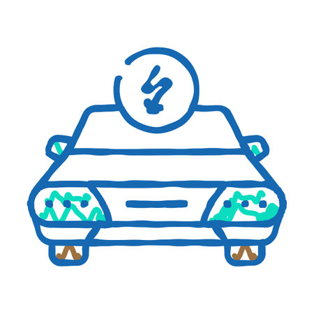 electric car transport vehicle icon doodle illustrationのイラスト素材