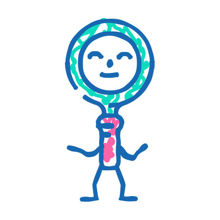 magnifying glass school character icon doodle illustrationのイラスト素材