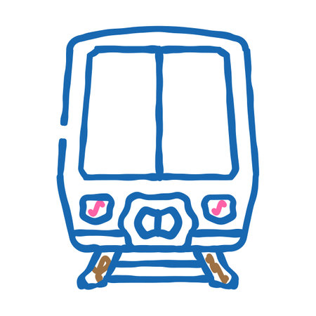 train transport vehicle icon doodle illustrationのイラスト素材