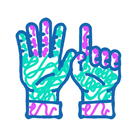 six number hand gesture icon doodle illustrationのイラスト素材
