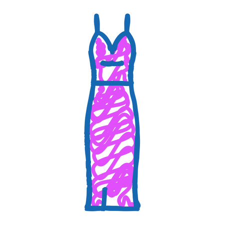drop waist wedding dress icon doodle illustrationのイラスト素材