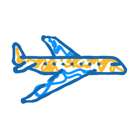 passenger airliner airplane outerwear female clothes girls set vector icon doodle illustrationのイラスト素材