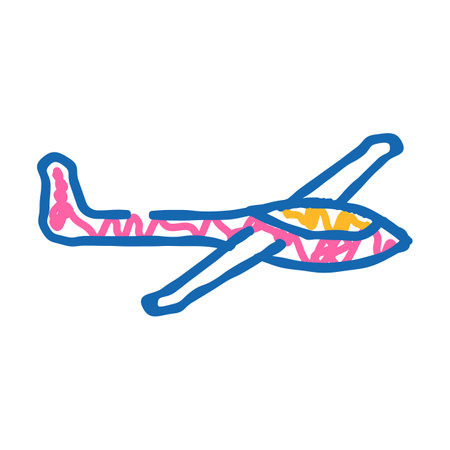 glider airplane aircraft outerwear female clothes girls set vector icon doodle illustrationのイラスト素材