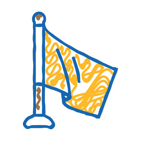 pole flag map icon doodle illustrationのイラスト素材