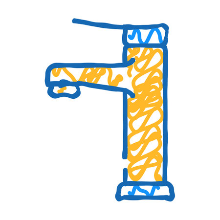 chrome faucet water icon doodle illustrationのイラスト素材