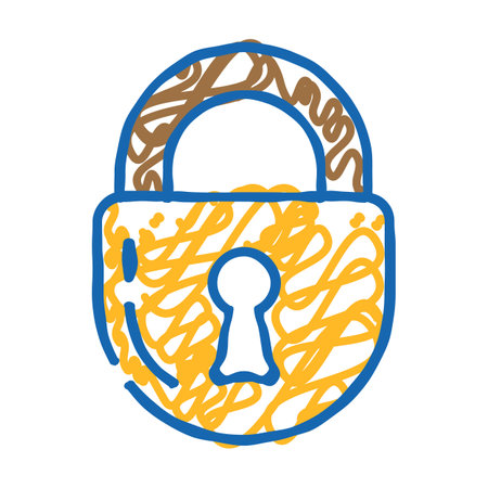 keyhole padlock icon doodle illustrationのイラスト素材