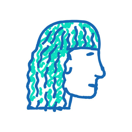 curly hairstyle female icon doodle illustrationのイラスト素材