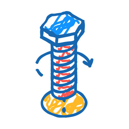 screw with screwdriver assembly furniture icon doodle illustrationのイラスト素材