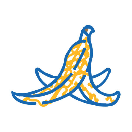 banana peel slippery icon doodle illustrationのイラスト素材